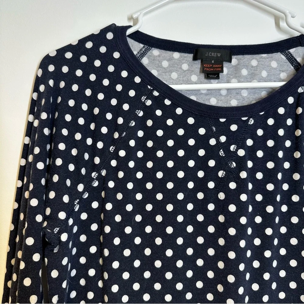 J. CREW Long Sleeve Navy Blue Polka Dot Shirt Dress Small